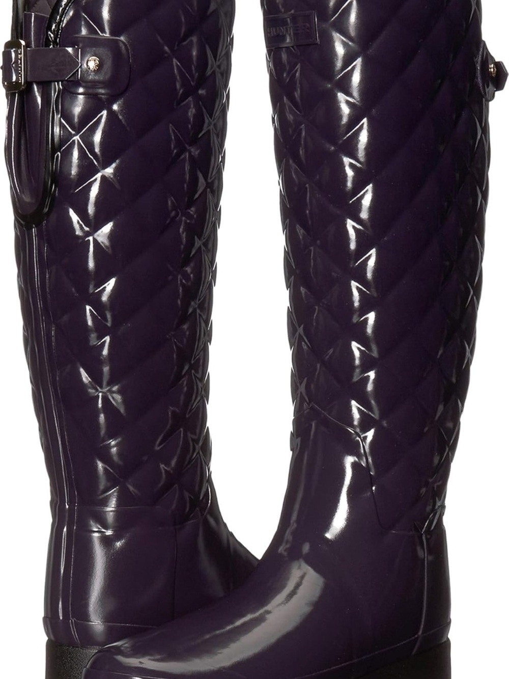 Hunter Quilted Tall Purple Gloss Rain Boots